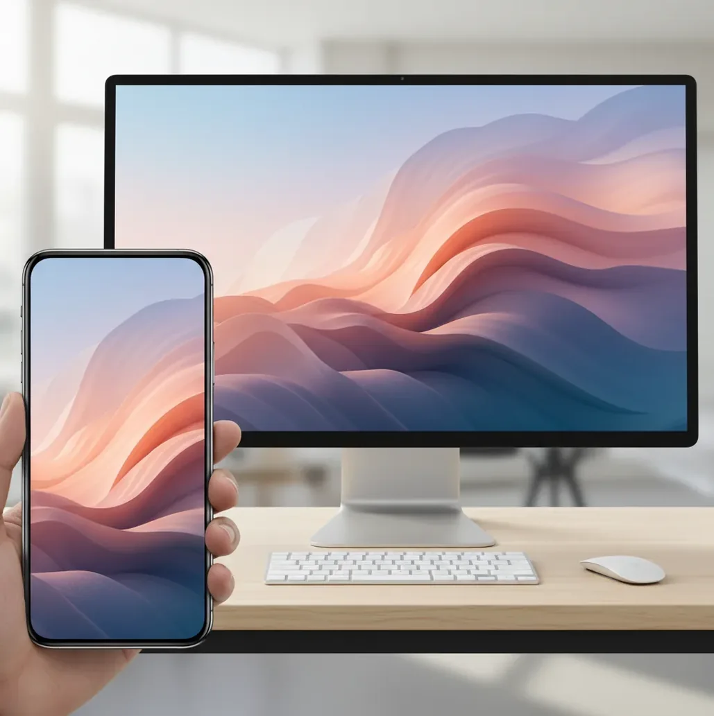 AI-generated abstract phone wallpaper preview with soft gradients, clean edges, and crisp detail