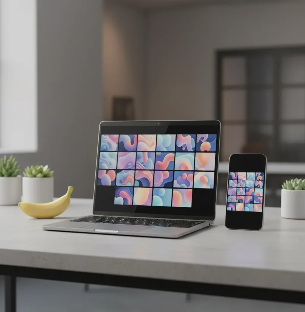 Laptop and phone beside a banana figurine, hinting at AI tool pricing choices.