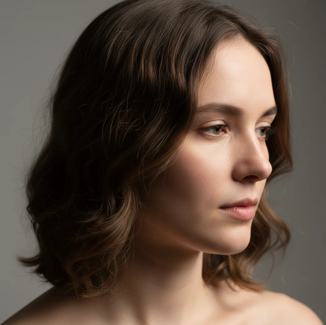 Portrait cutout on a neutral gray studio background with soft shadow and clean edges