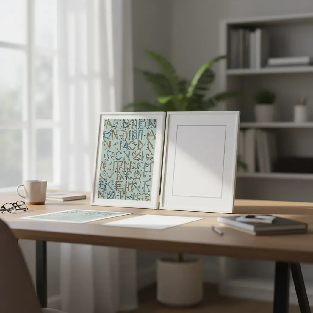 AI-generated poster mockup with garbled lettering beside a clean version after editing