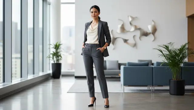 Change outfit AI photo editor replacing casual clothes with professional business attire