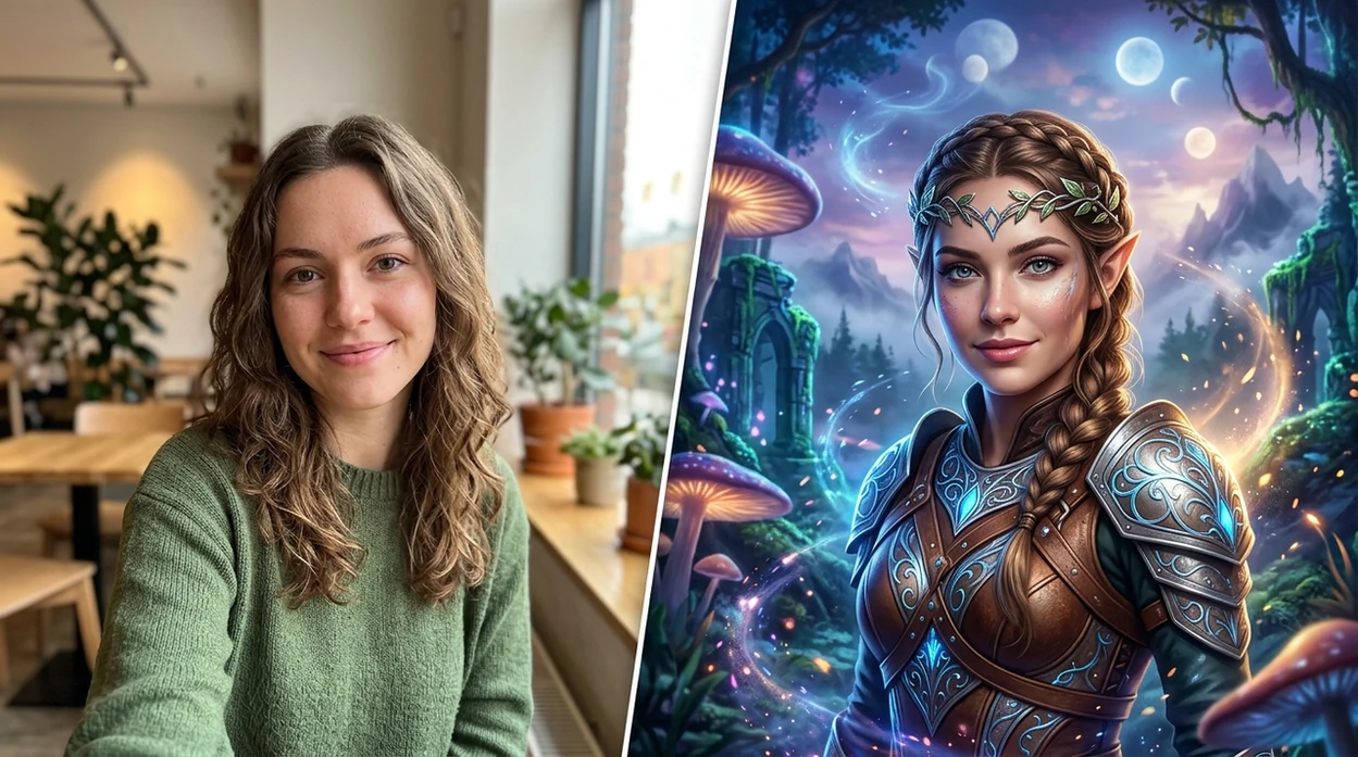 convert photo to ai art style result with fantasy portrait outcome