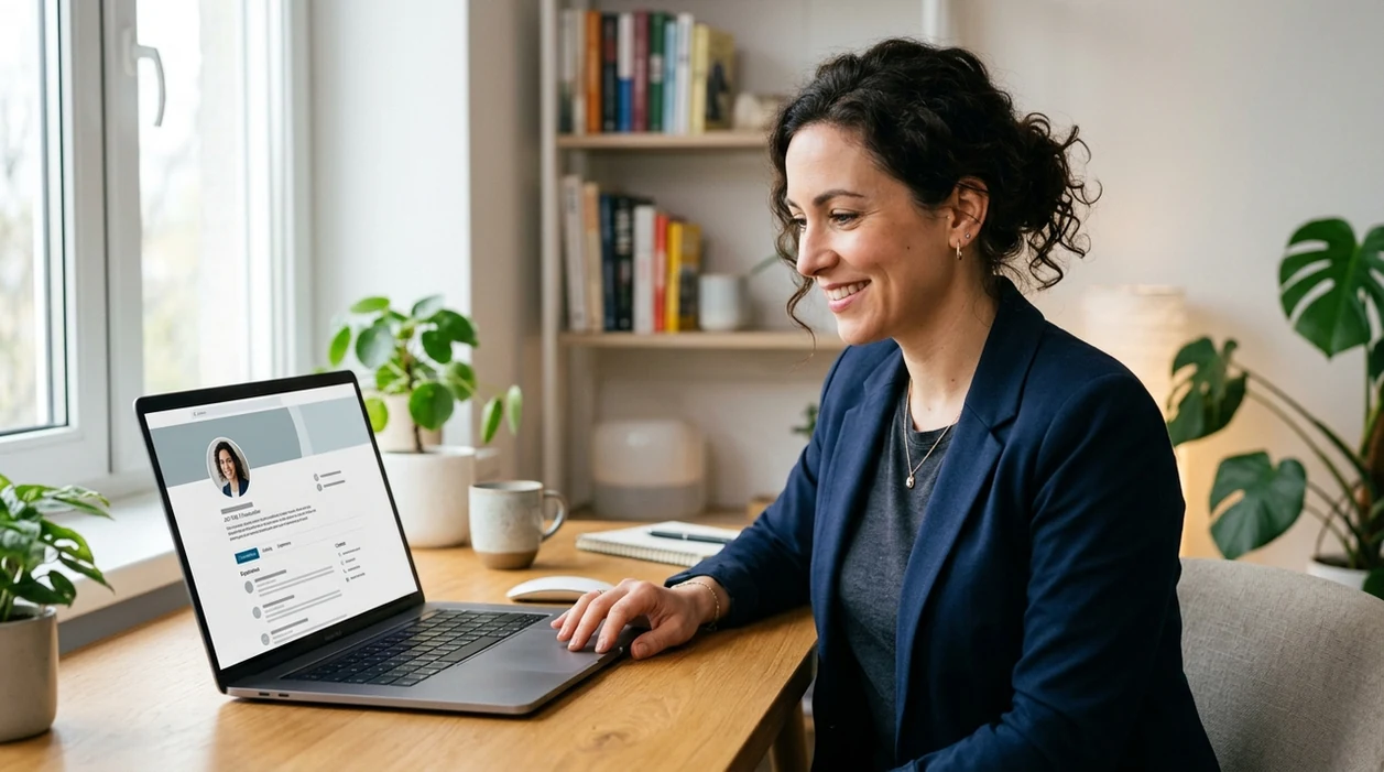 AI-generated professional headshot shown in a clean profile context