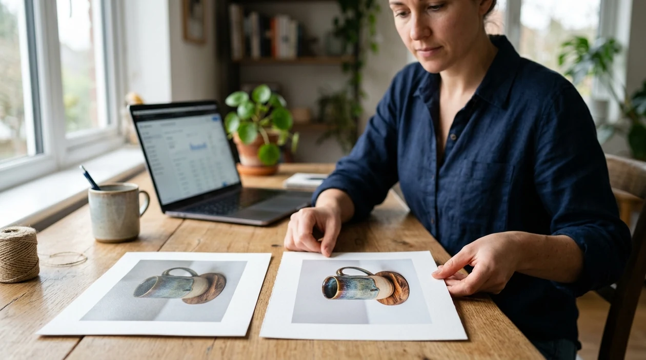 Sharper product photo result after mobile AI upscaling
