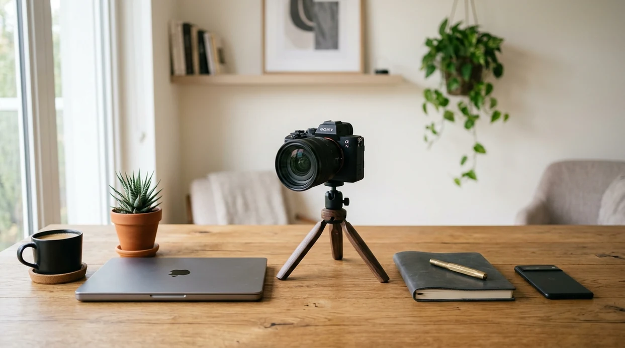 Clean product photo after removing cables and clutter from background