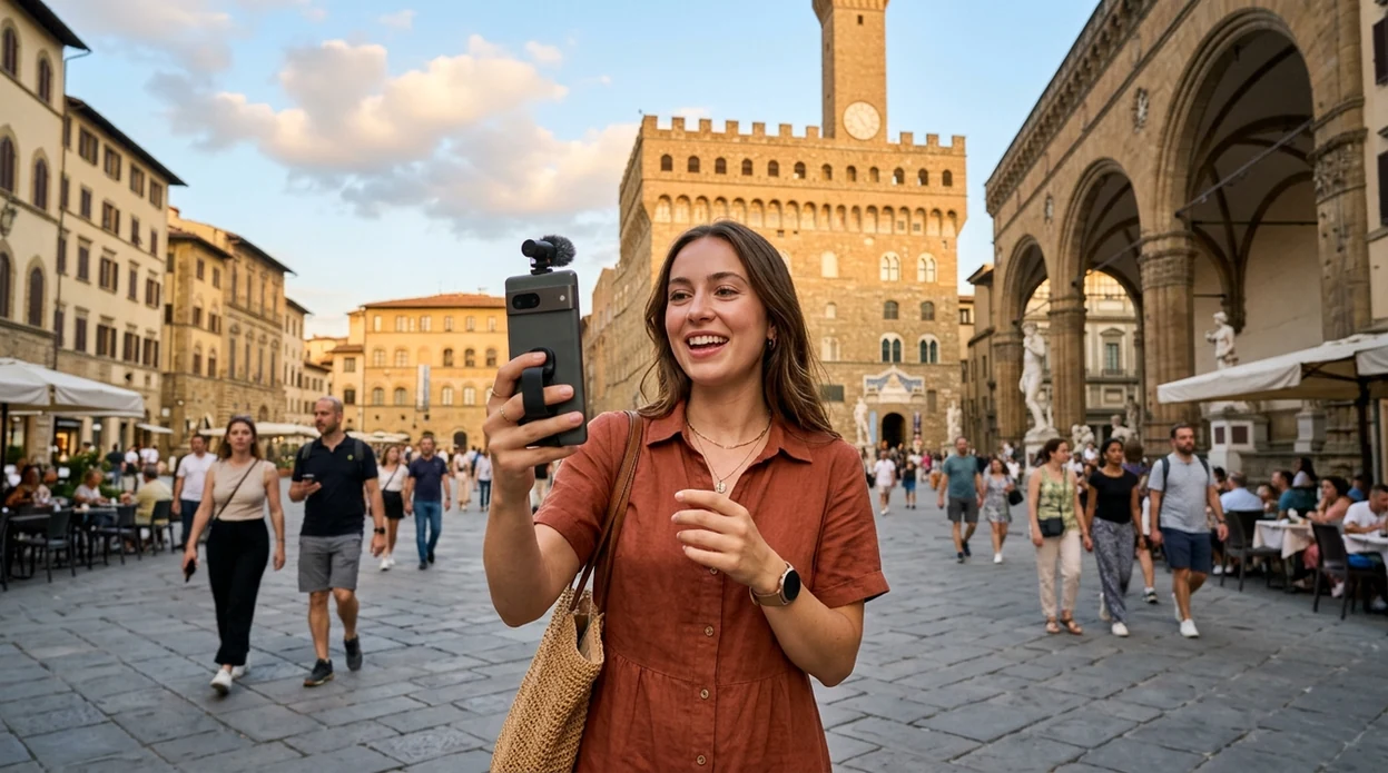 Enhanced travel video with clearer faces and sharper background detail