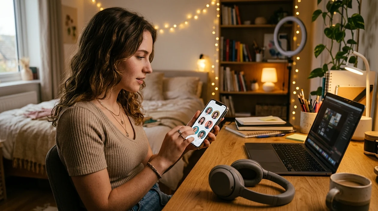 Creator reviewing profile avatar results on an iPhone