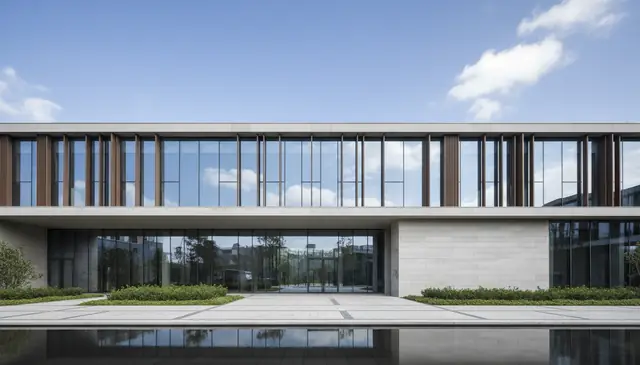 Erase text overlay AI tool cleaning architectural photo of modern building