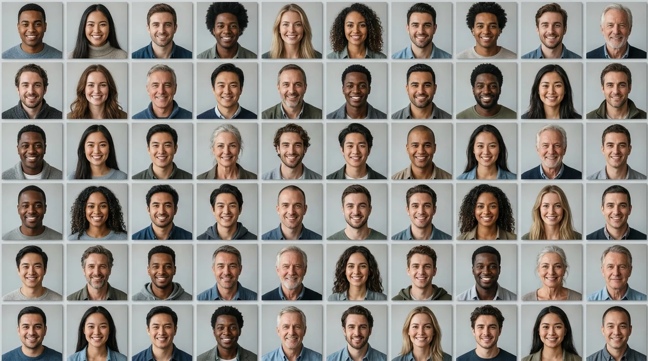face generator with ai showing realistic diverse synthetic portrait results