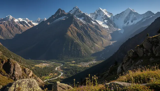 Fix blurry photo of landscape with AI restoring sharp mountain and sky detail