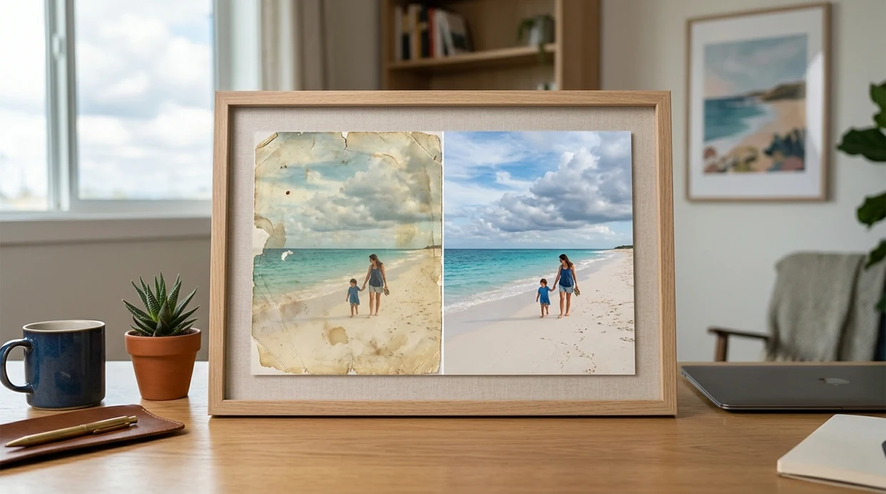 Repaired bright travel photo with balanced highlights and natural colors
