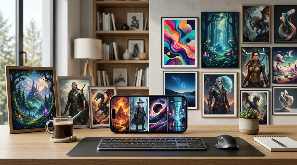 free ai art generator outcomes with colorful fantasy and abstract images