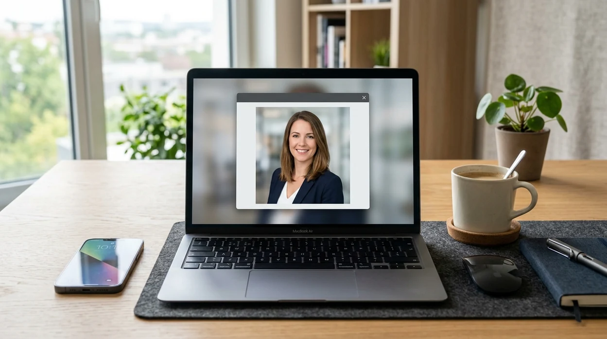 professional AI headshot shown as a clean work profile photo