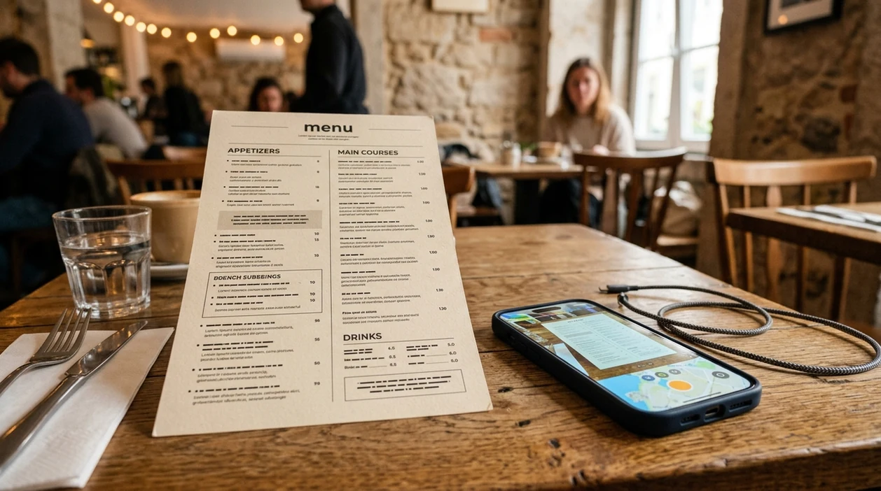 free ai image translator result on a translated travel menu