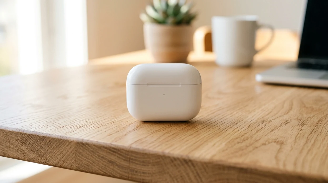 clean product photo after AI object removal from desk scene