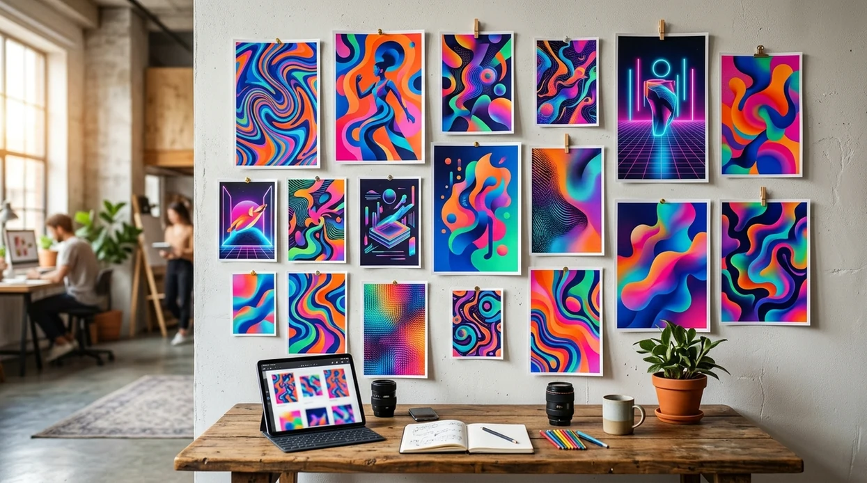 free ai poster generator results showing colorful event poster concepts