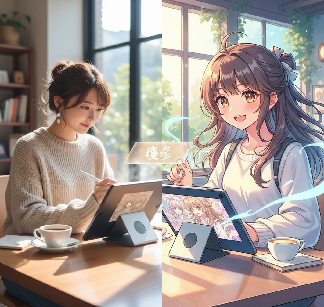 写真がアニメ風に変換される画面