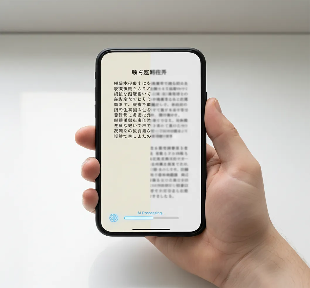 書類の文字をAIでくっきり補正する画面