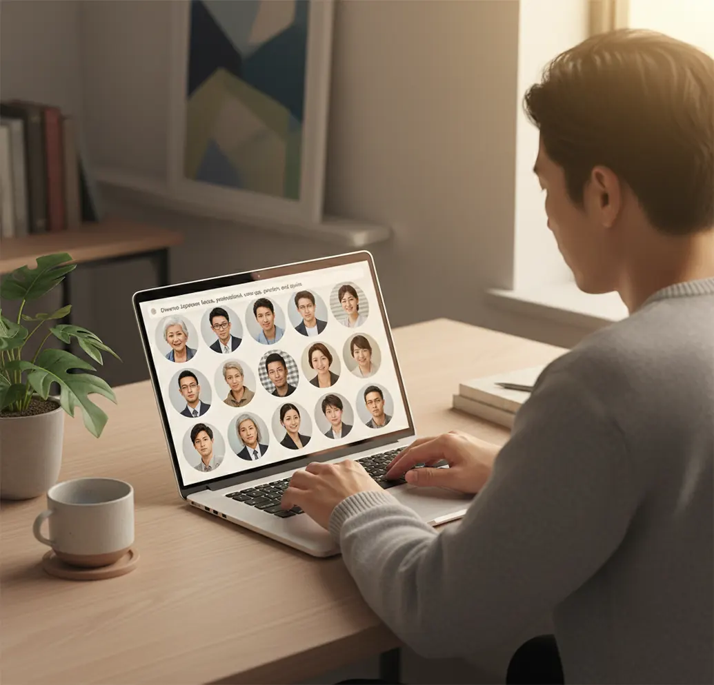 日本語プロンプトで顔生成する画面