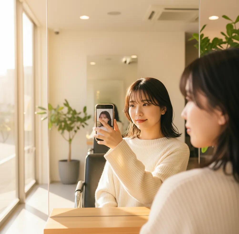スマホで髪色を試すヘアカラー画面
