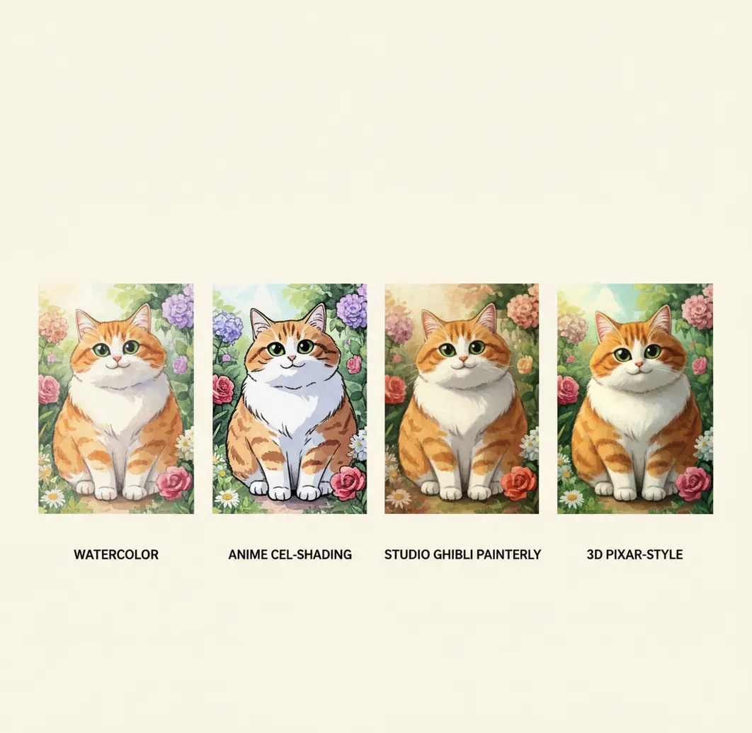 同一題材の画風比較グリッド画像