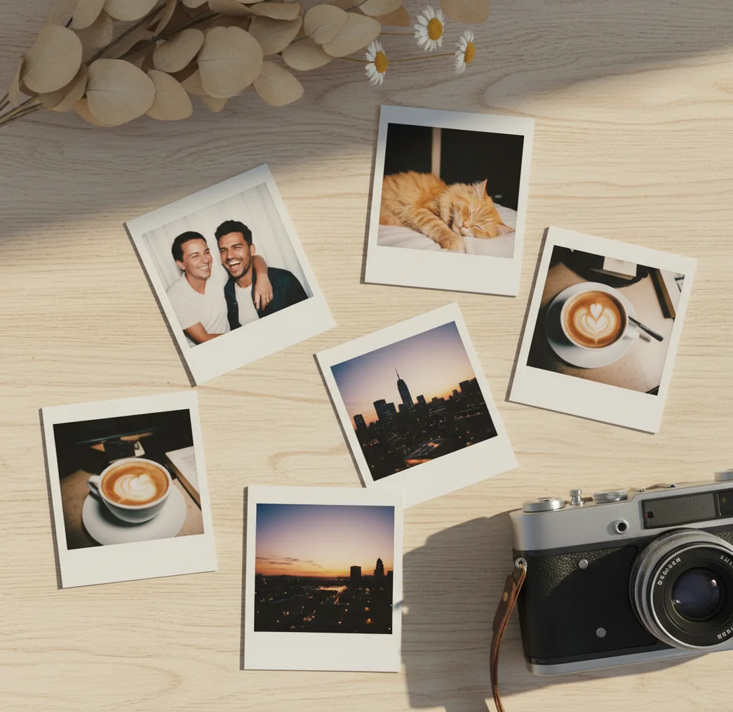 白フチのレトロ写真コラージュ