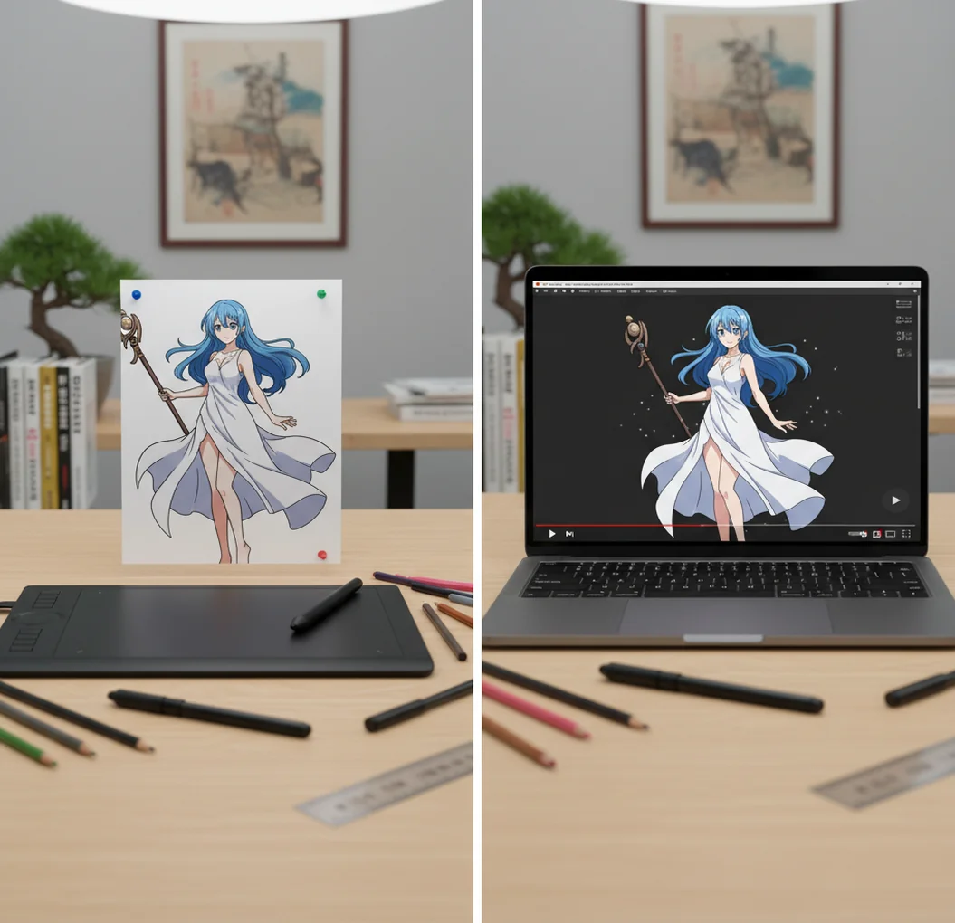 立ち絵の静止画と動画化結果の比較