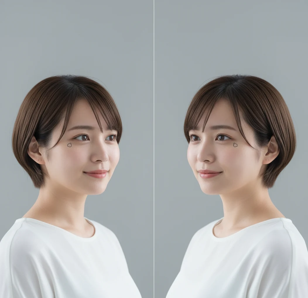 左右反転のミラー効果を比較する画像