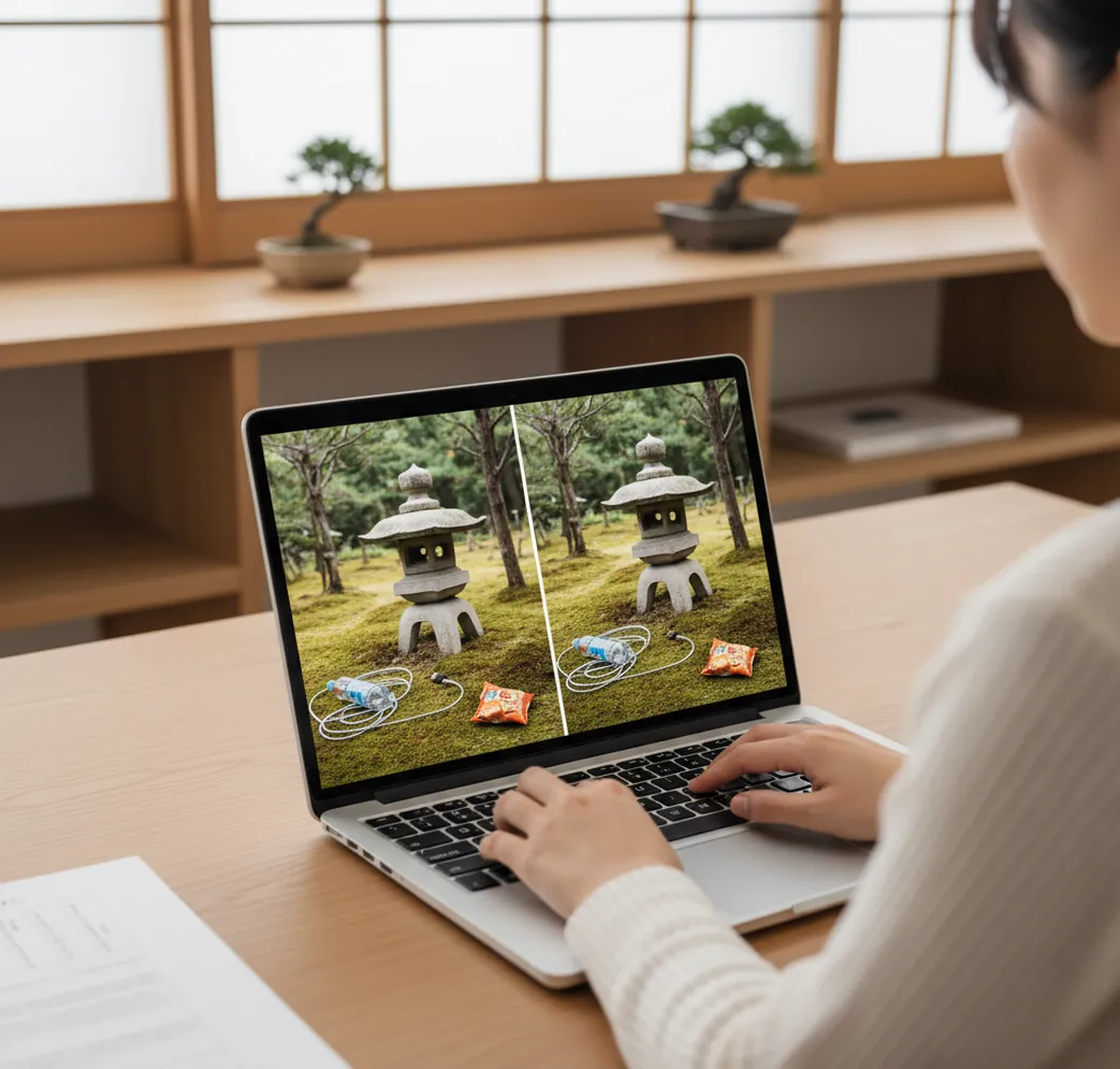 不要物を消した写真のビフォーアフター