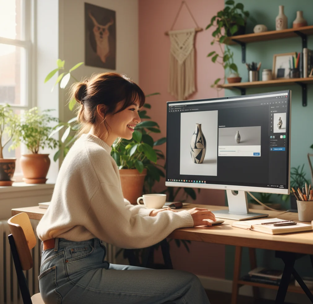 Webで写真加工する作業風景のイメージ