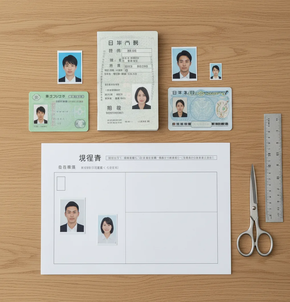 パスポート等の証明写真サイズ比較イメージ