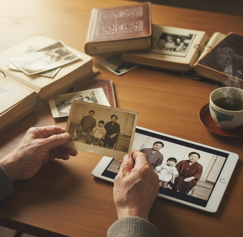 色褪せた家族写真の復元ビフォーアフター