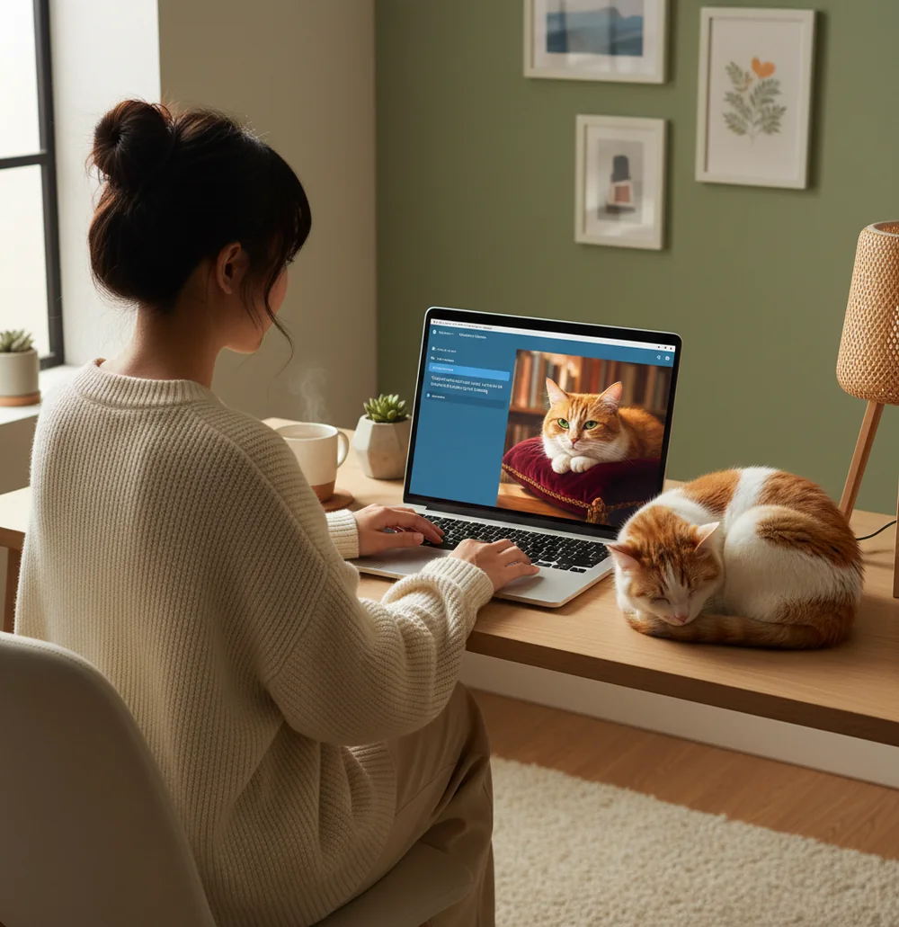 猫画像をプロンプトで生成する操作画面