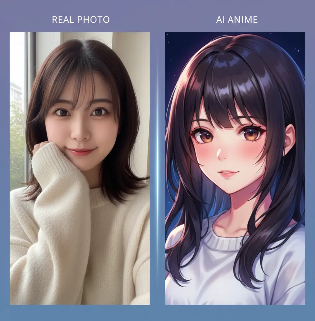 写真とアニメ風イラストの比較例