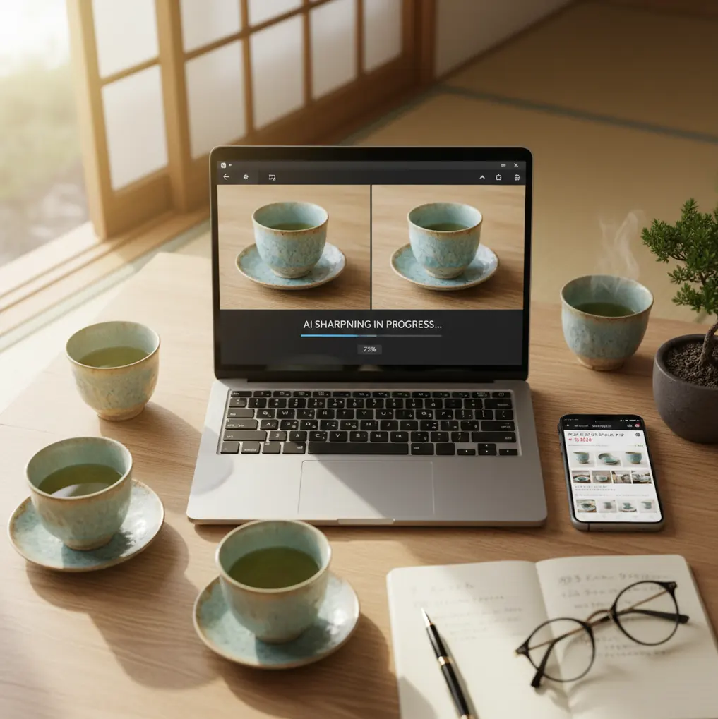 商品写真をシャープ化して出品用に整える画面