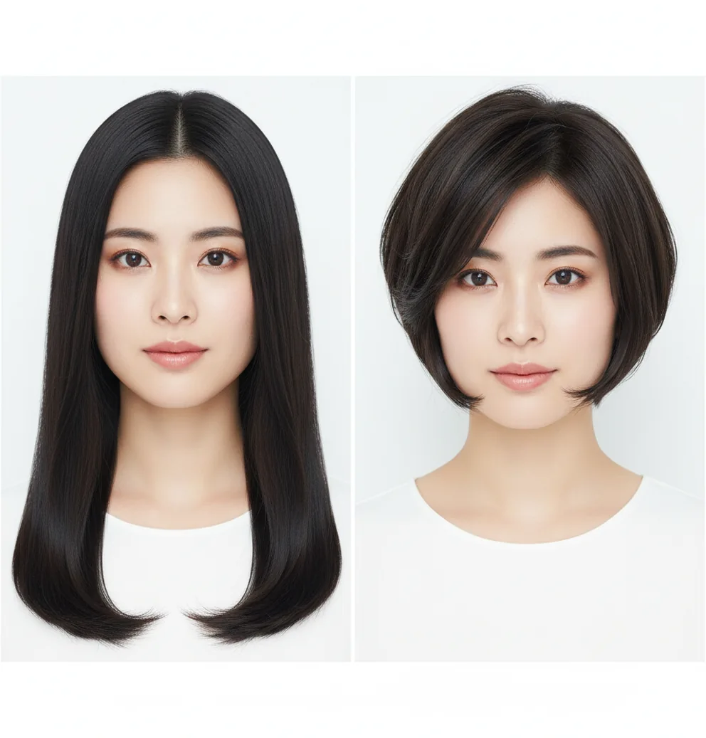 ショートボブのビフォーアフター比較