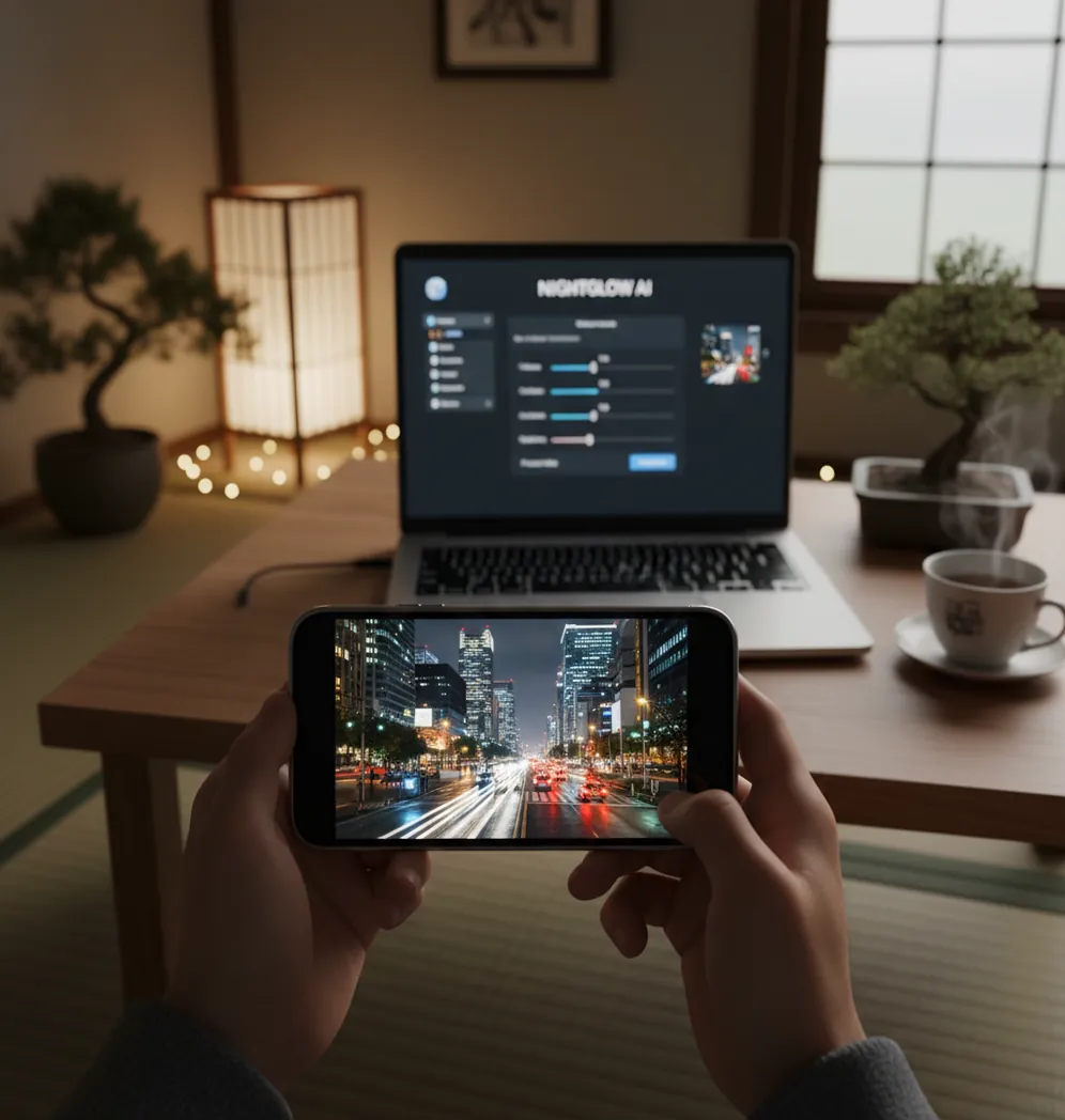 スマホとPCで行うAI動画補正の流れ