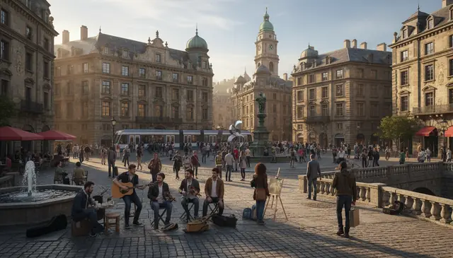 Nano Banana Pro complex multi-subject scene with people in detailed urban environment