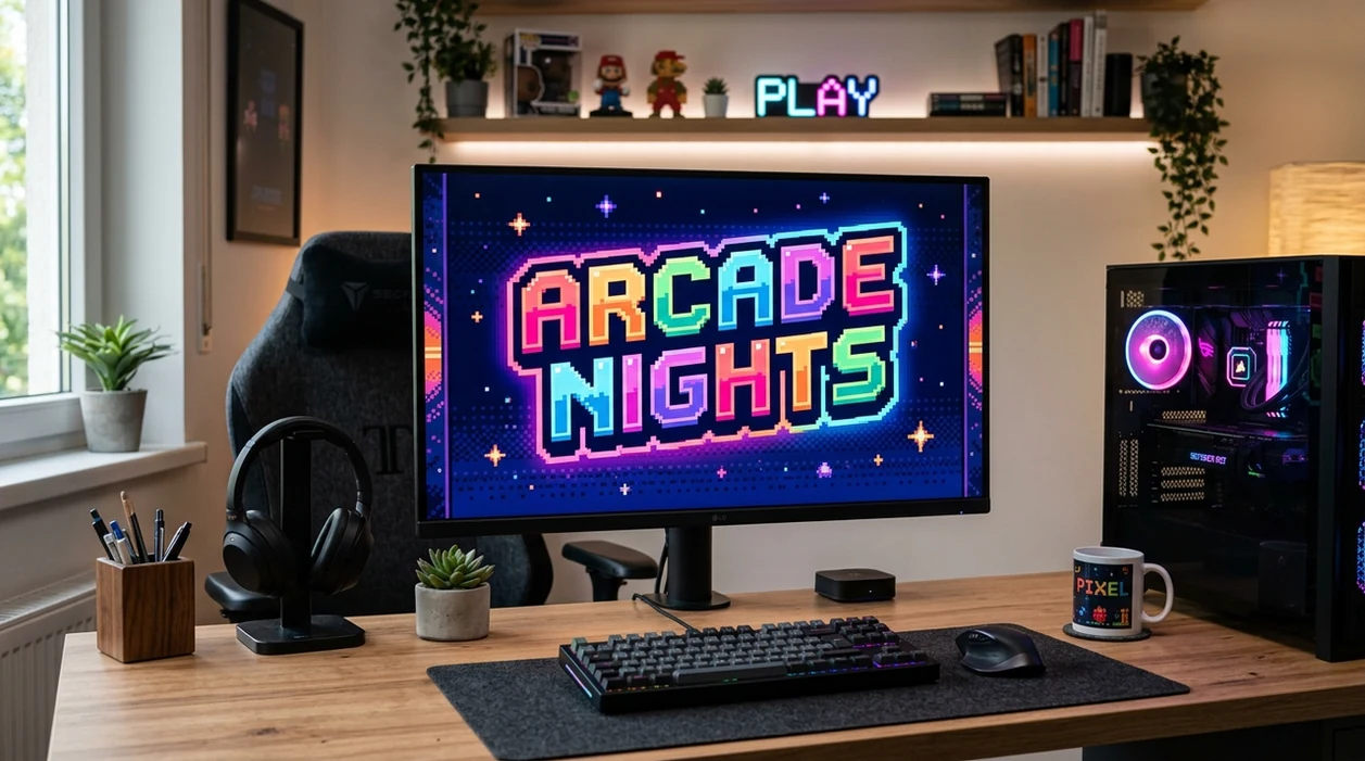 pixel text generator outcome with colorful retro arcade lettering artwork