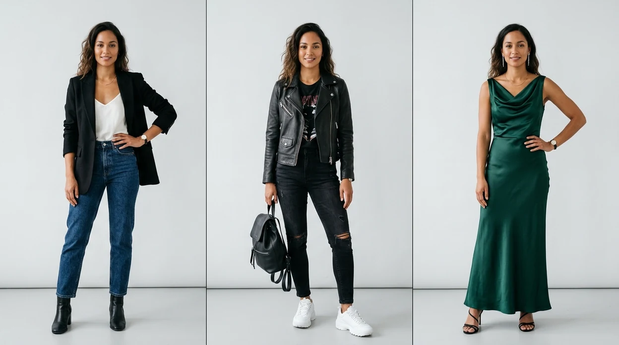 put yourself in different outfit photo with three realistic style outcomes