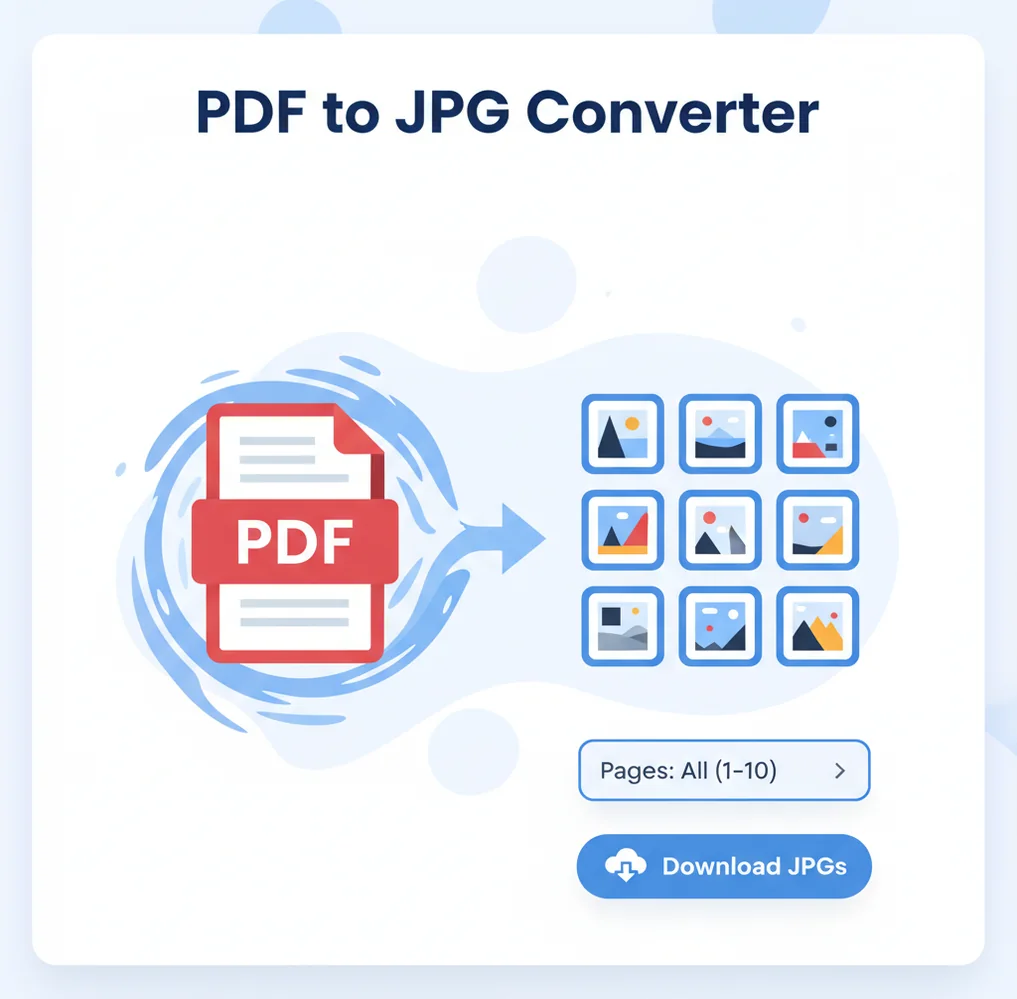 Interface showing a PDF being converted into JPG page images in Pict.AI