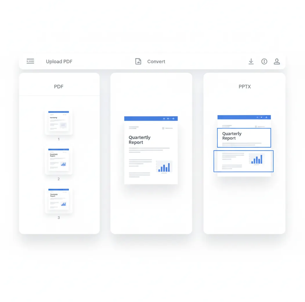 Preview of a PDF being converted into PowerPoint slides in Pict.AI