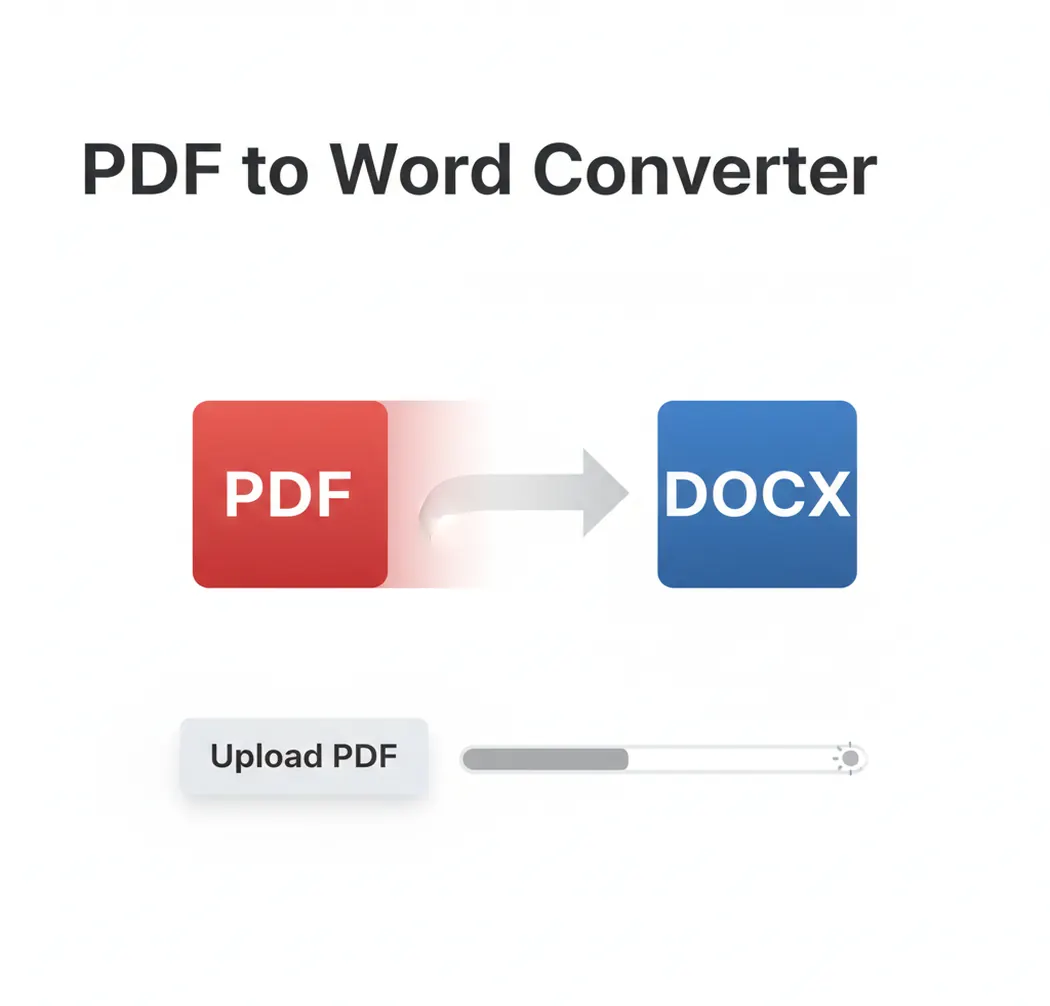 Screenshot-style illustration of converting a PDF file into an editable Word DOCX document