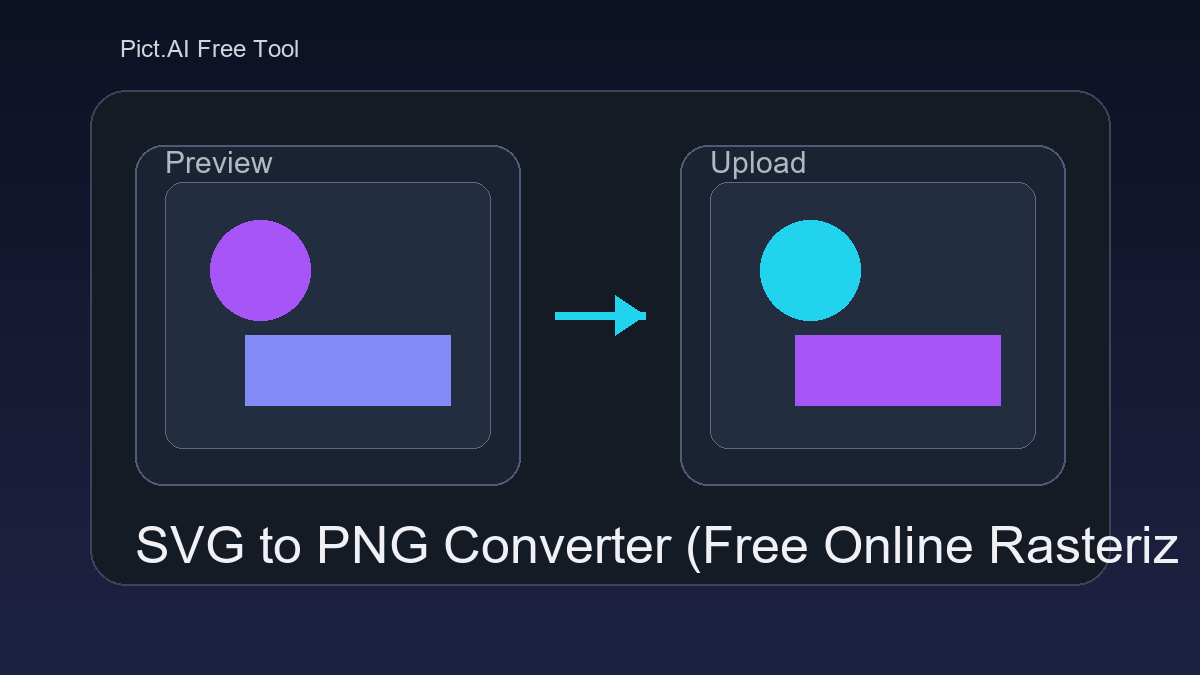 Pict.AI SVG to PNG Converter showing an uploaded SVG preview and a downloadable PNG result