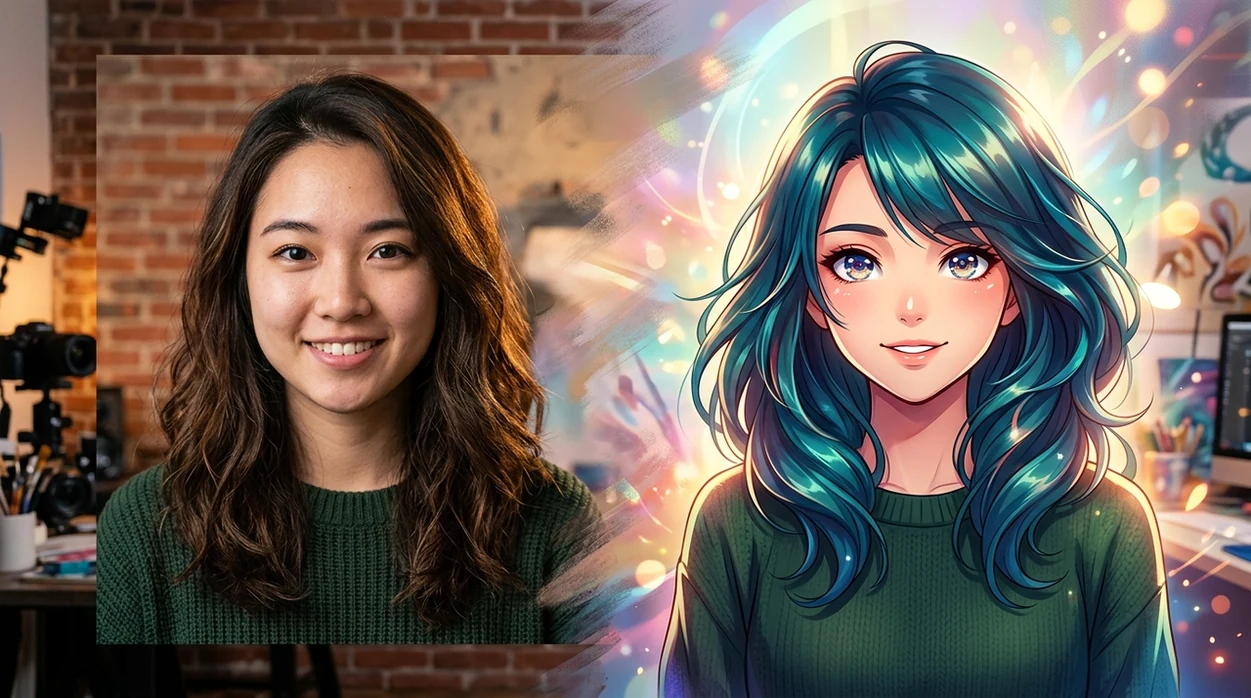 turn photo into anime style with portrait transformed into anime art