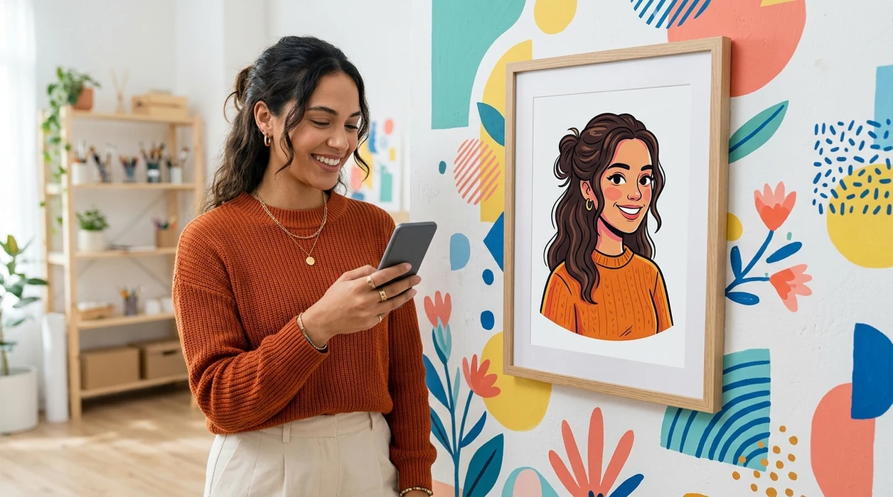 turn photo into cartoon style result with colorful avatar portrait