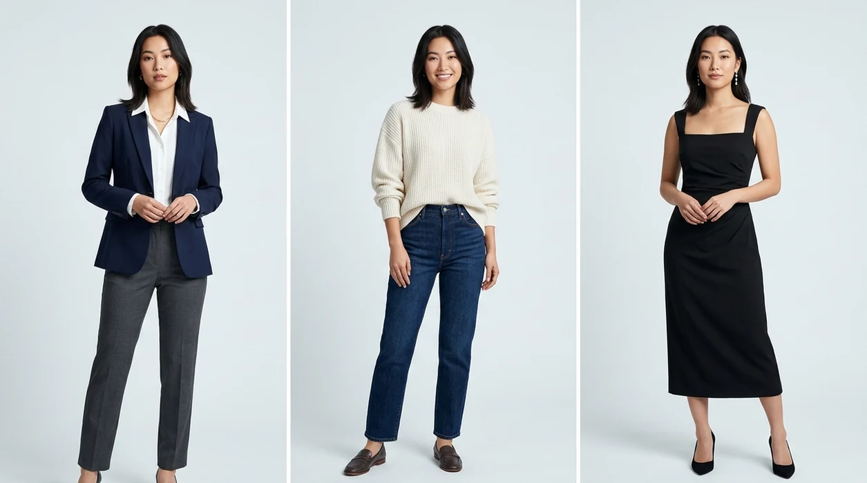 virtual try on ai clothes showing professional outfit variations