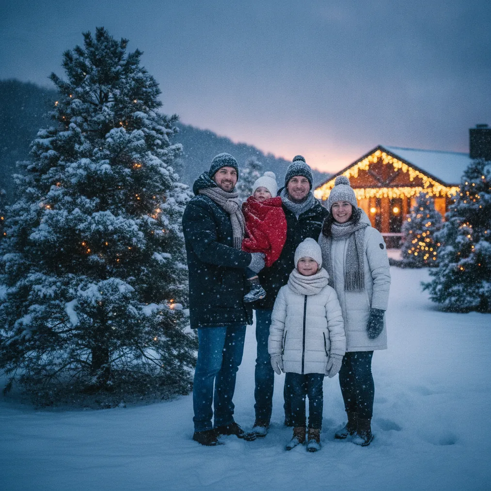 Australian Outback Christmas Portrait - festive snowy outdoor Christmas picture example