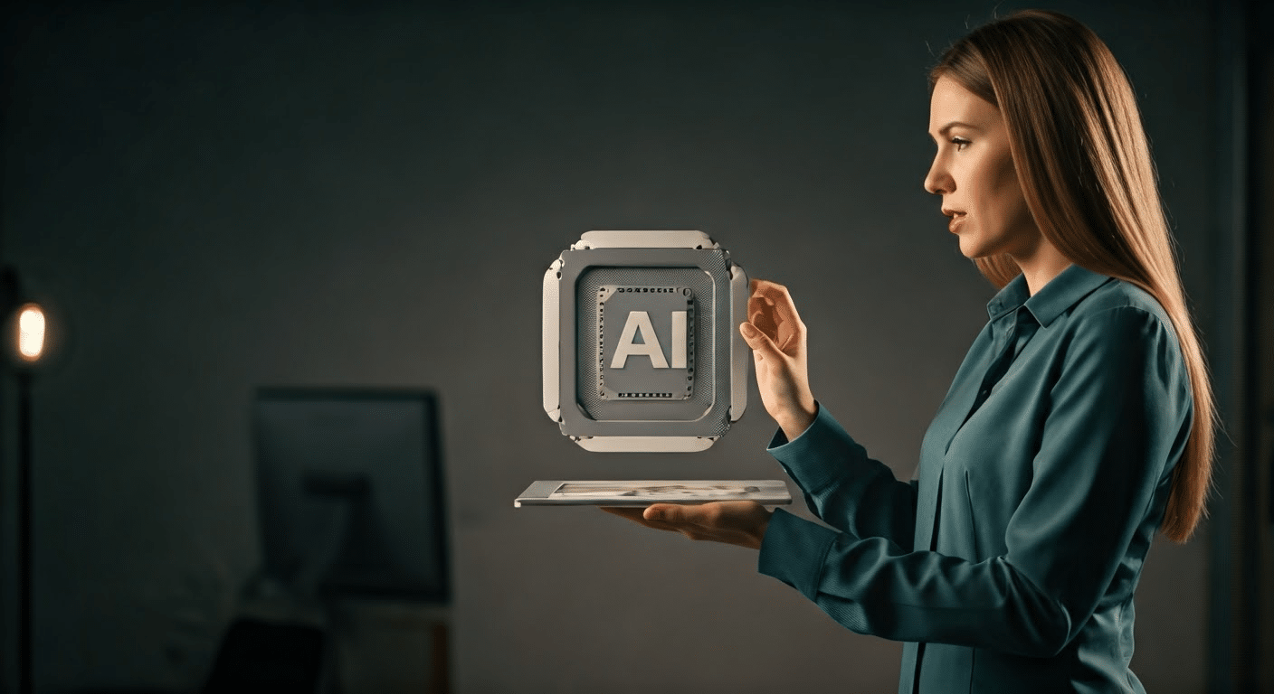 Professional explaining AI image description generators