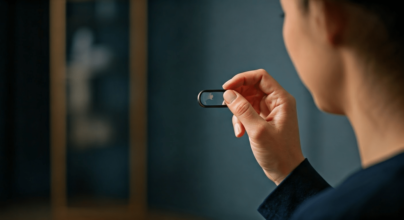 Woman interacting with Google Lens in coworking space